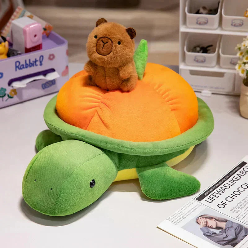 Maliben | Green Orange Turtle Plush Backpack