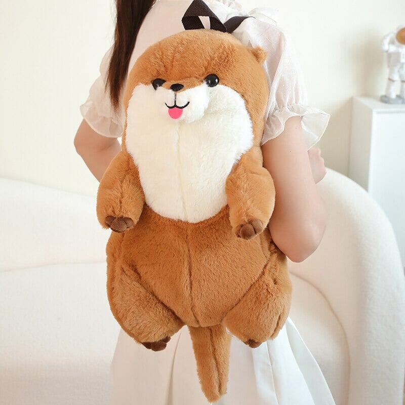 Maliben | Kawaii Brown Otter Backpack Plushie
