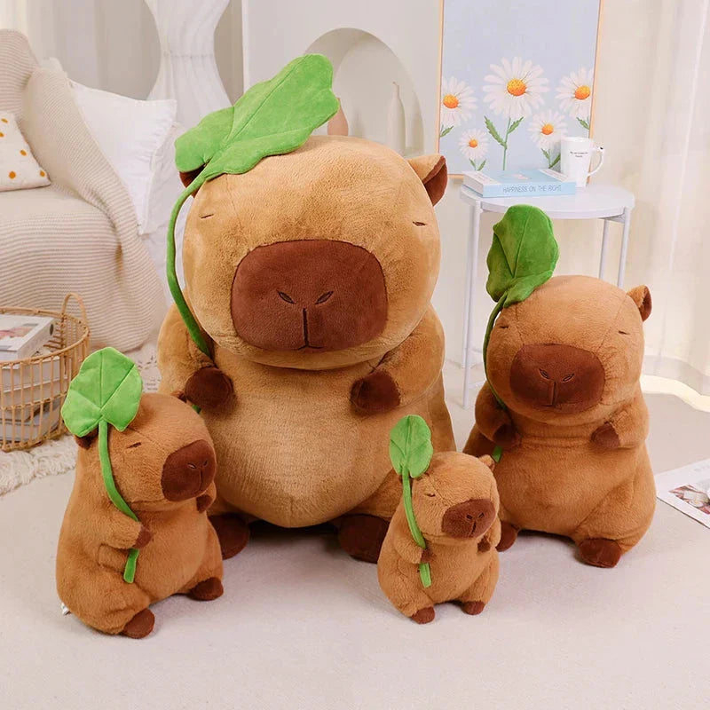 Maliben | Kawaii Capybara Plushie Holding Leaf