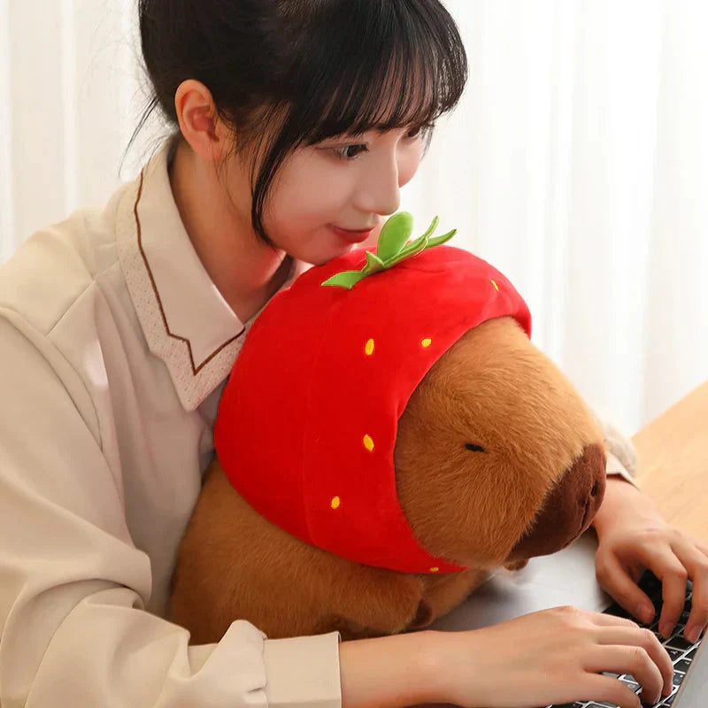 Maliben | Kawaii Capybara With Strawberry Hat Plushie