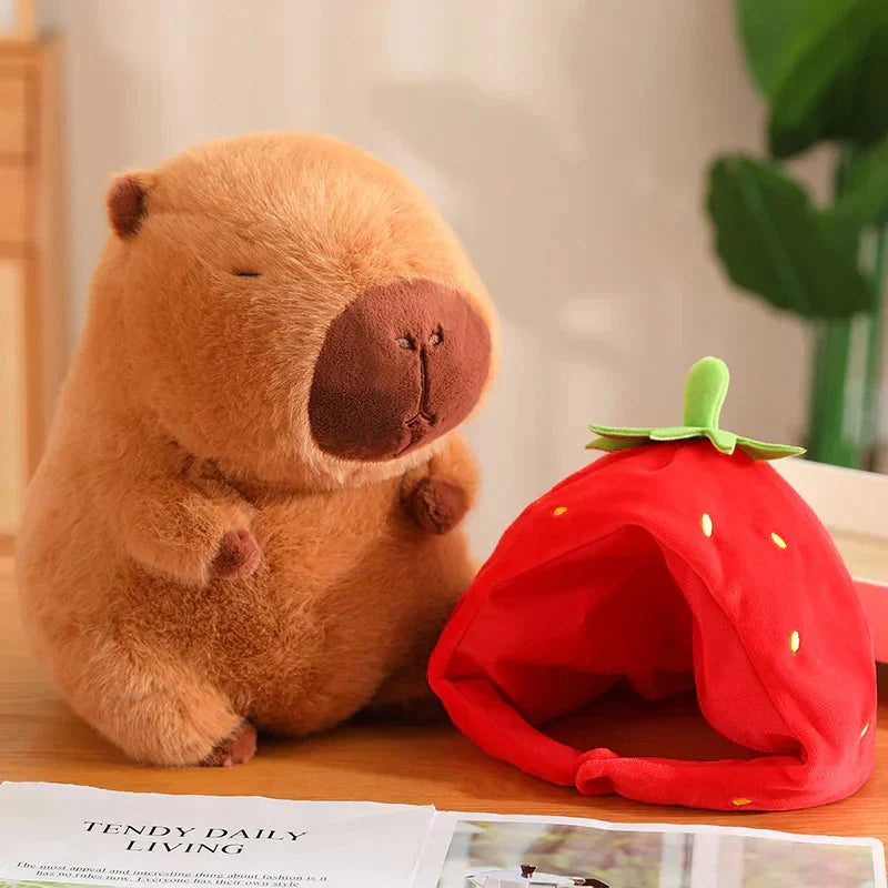Maliben | Kawaii Capybara With Strawberry Hat Plushie