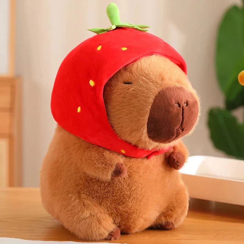 Maliben | Kawaii Capybara With Strawberry Hat Plushie