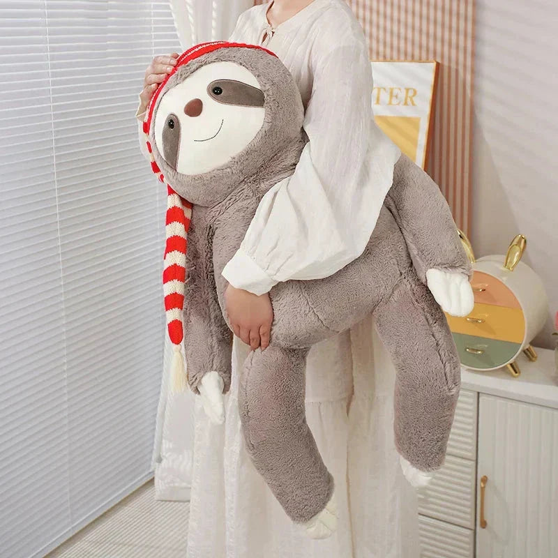 Maliben | Kawaii Christmas Sloth Plush With Striped Hat