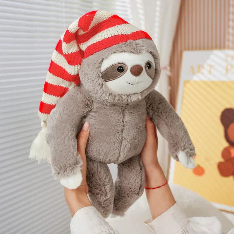 Maliben | Kawaii Christmas Sloth Plush With Striped Hat