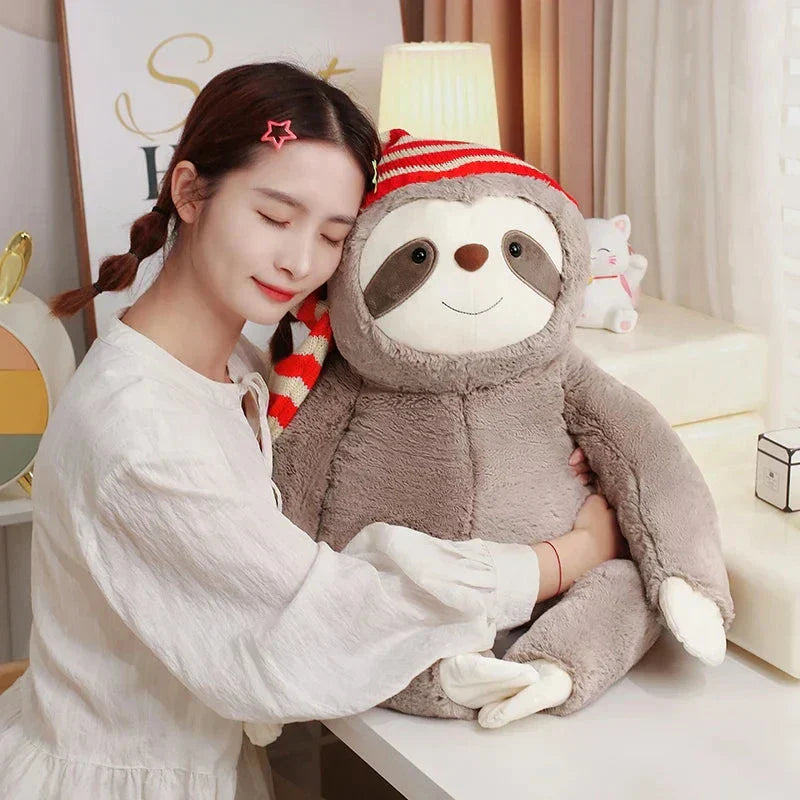 Maliben | Kawaii Christmas Sloth Plush With Striped Hat
