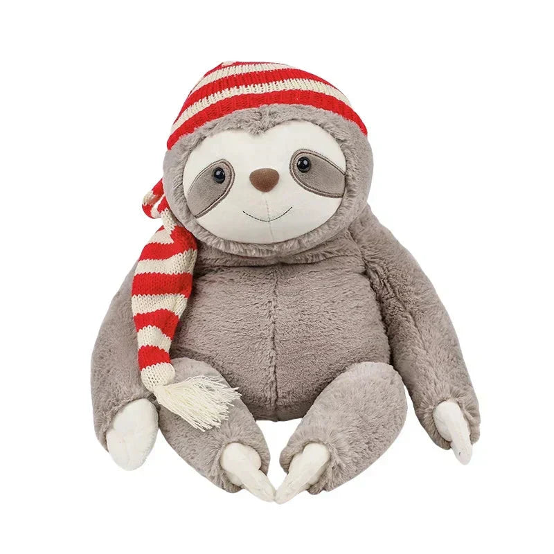 Maliben | Kawaii Christmas Sloth Plush With Striped Hat