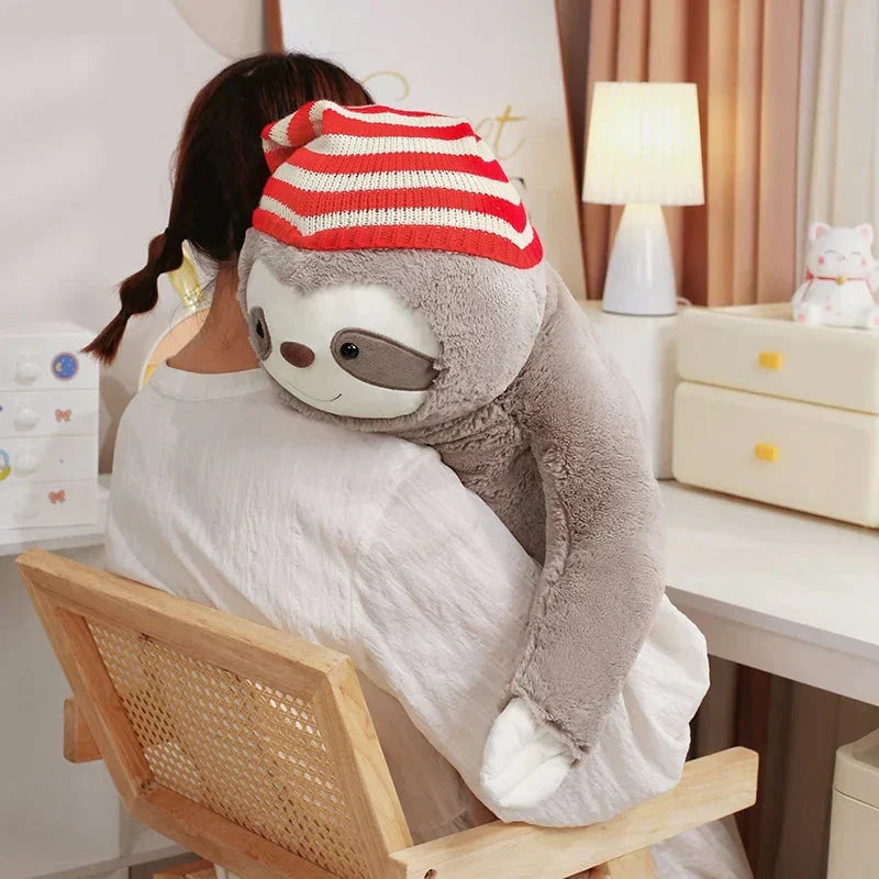Maliben | Kawaii Christmas Sloth Plush With Striped Hat