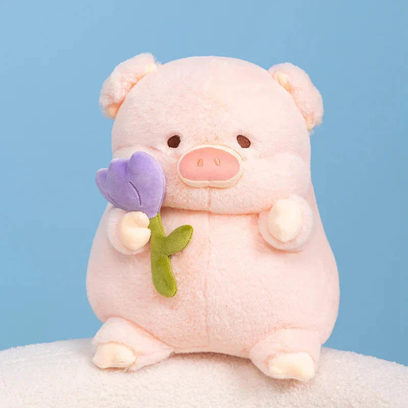 Maliben | Kawaii Chunky Pig Holding Flower Plushie