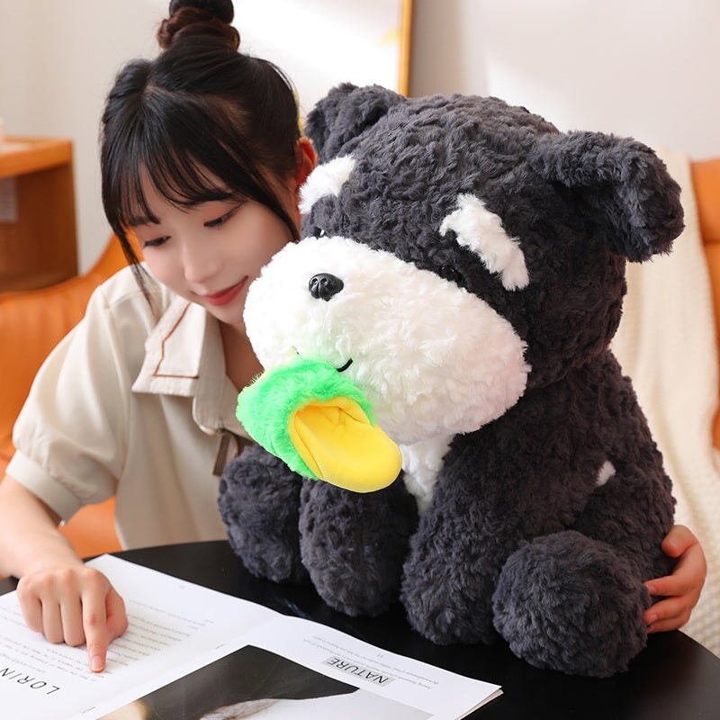 Maliben | Kawaii Sooty The Black Fluffy Dog With Slipper Plushie