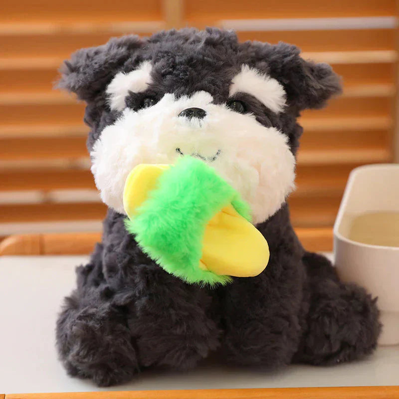 Maliben | Kawaii Sooty The Black Fluffy Dog With Slipper Plushie