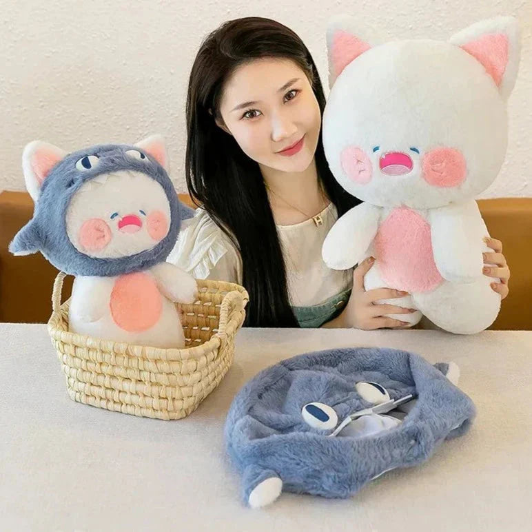 Maliben | Kawaii White Cat Shark Hat Plushie