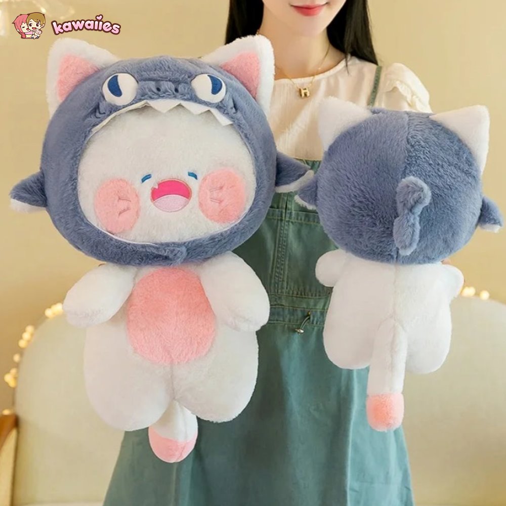 Maliben | Kawaii White Cat Shark Hat Plushie