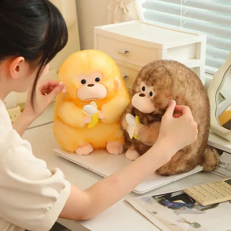 Maliben | Kawaii Yellow Brown Chunky Monkey With Banana Plushie