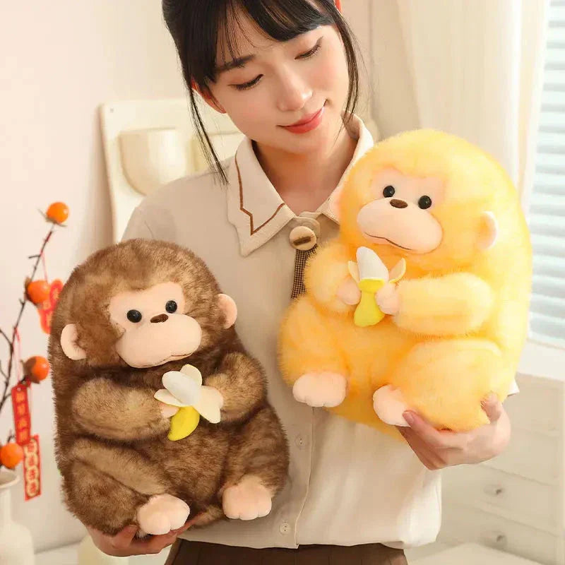 Maliben | Kawaii Yellow Brown Chunky Monkey With Banana Plushie
