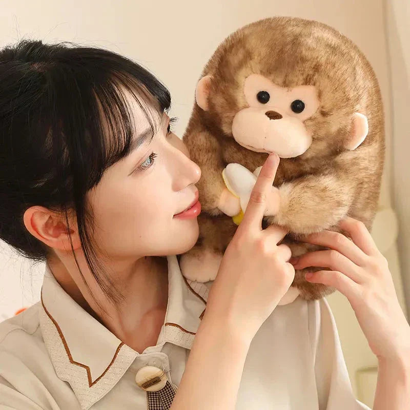 Maliben | Kawaii Yellow Brown Chunky Monkey With Banana Plushie