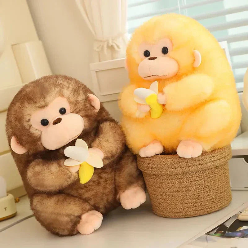 Maliben | Kawaii Yellow Brown Chunky Monkey With Banana Plushie