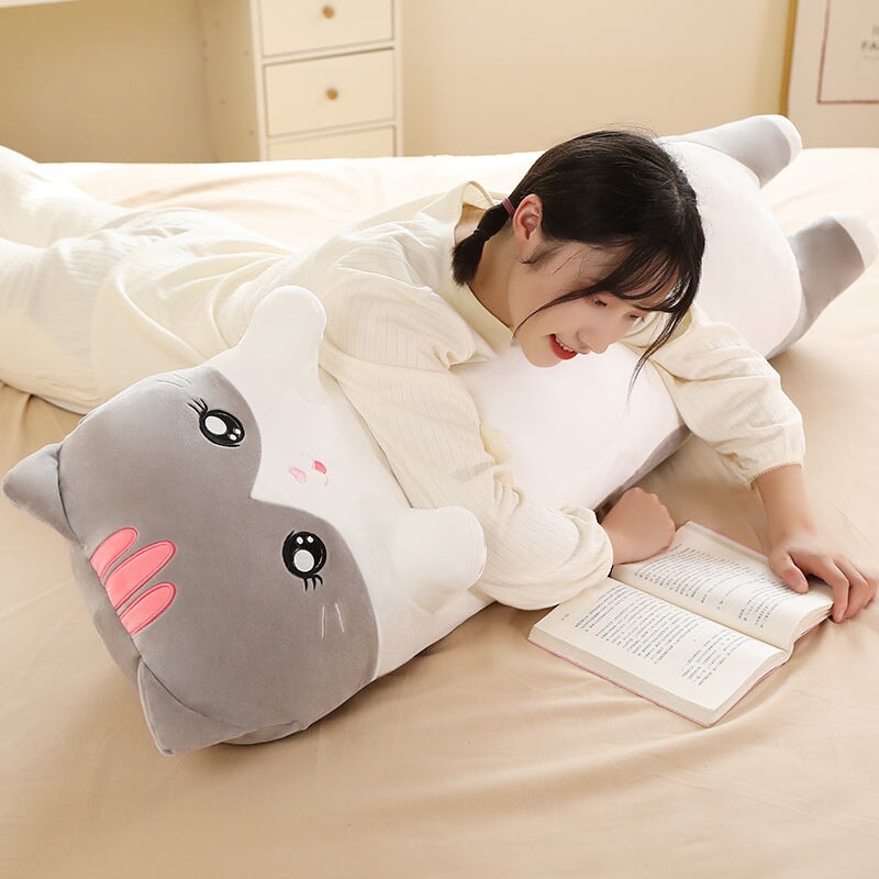 Maliben | Long Snuggly Pink Gray Cat Plushies
