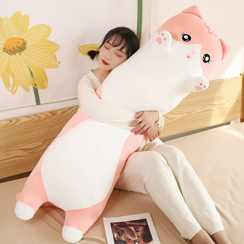Maliben | Long Snuggly Pink Gray Cat Plushies