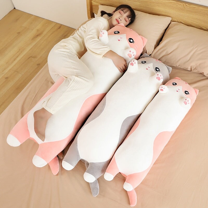 Maliben | Long Snuggly Pink Gray Cat Plushies