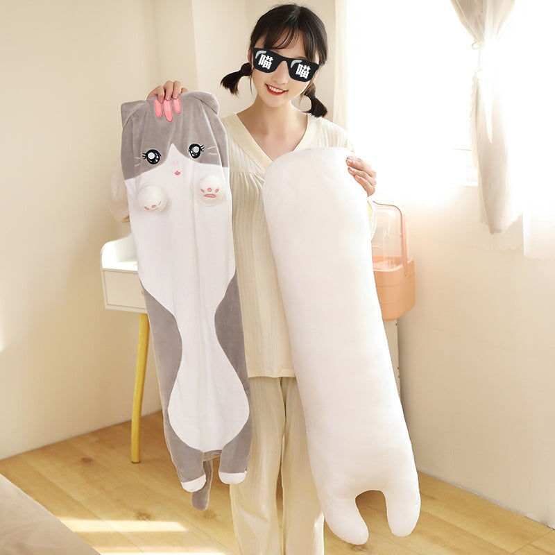 Maliben | Long Snuggly Pink Gray Cat Plushies