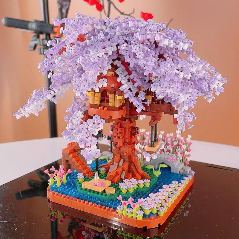 Maliben | Purple Sakura Tree House Nano Building Set