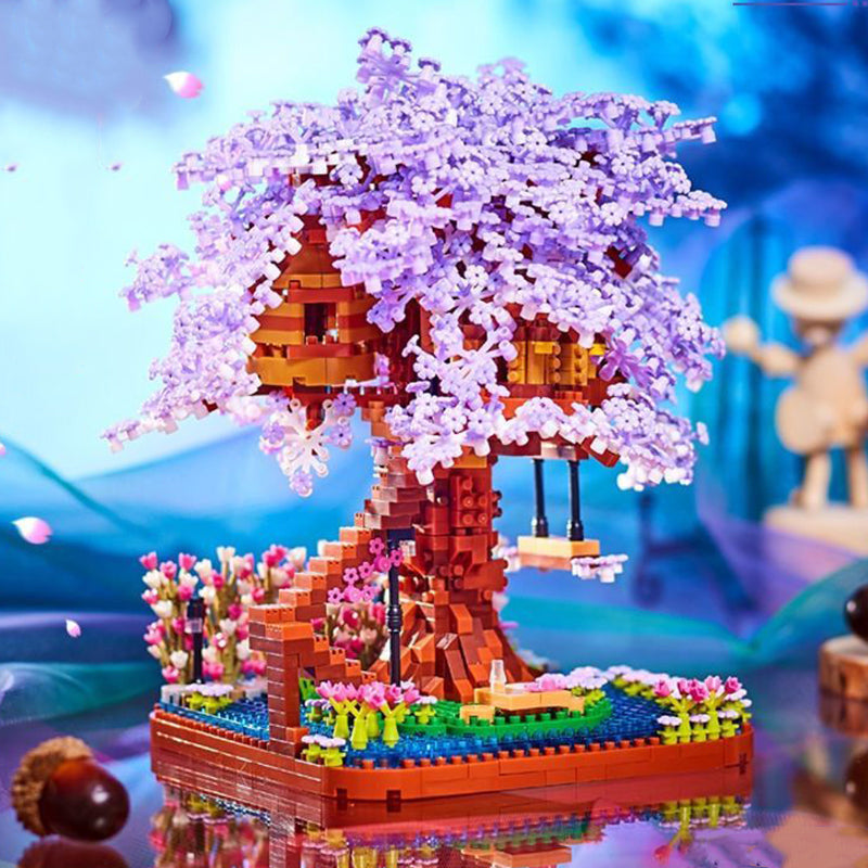 Maliben | Purple Sakura Tree House Nano Building Set