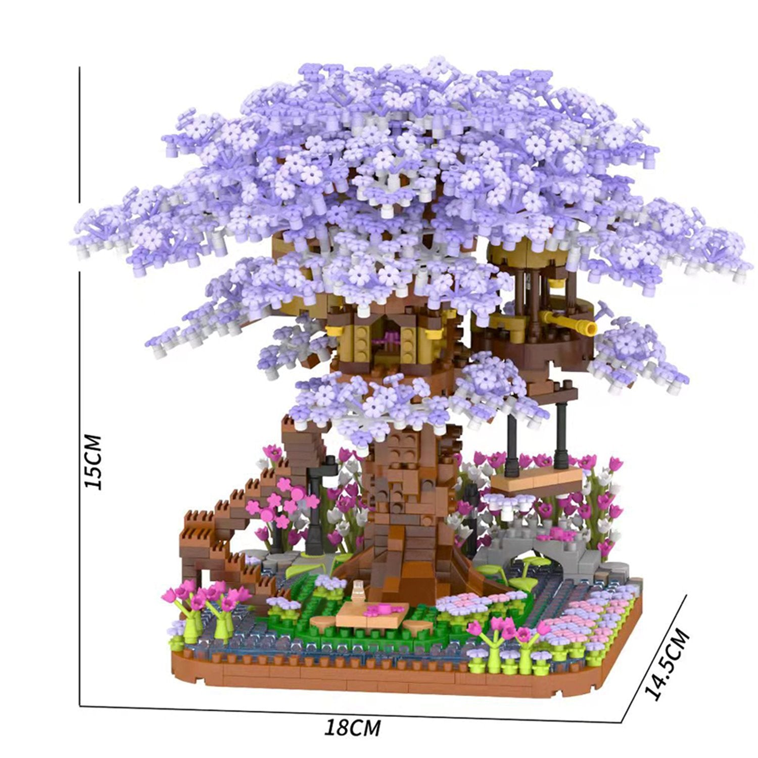 Maliben | Purple Sakura Tree House Nano Building Set