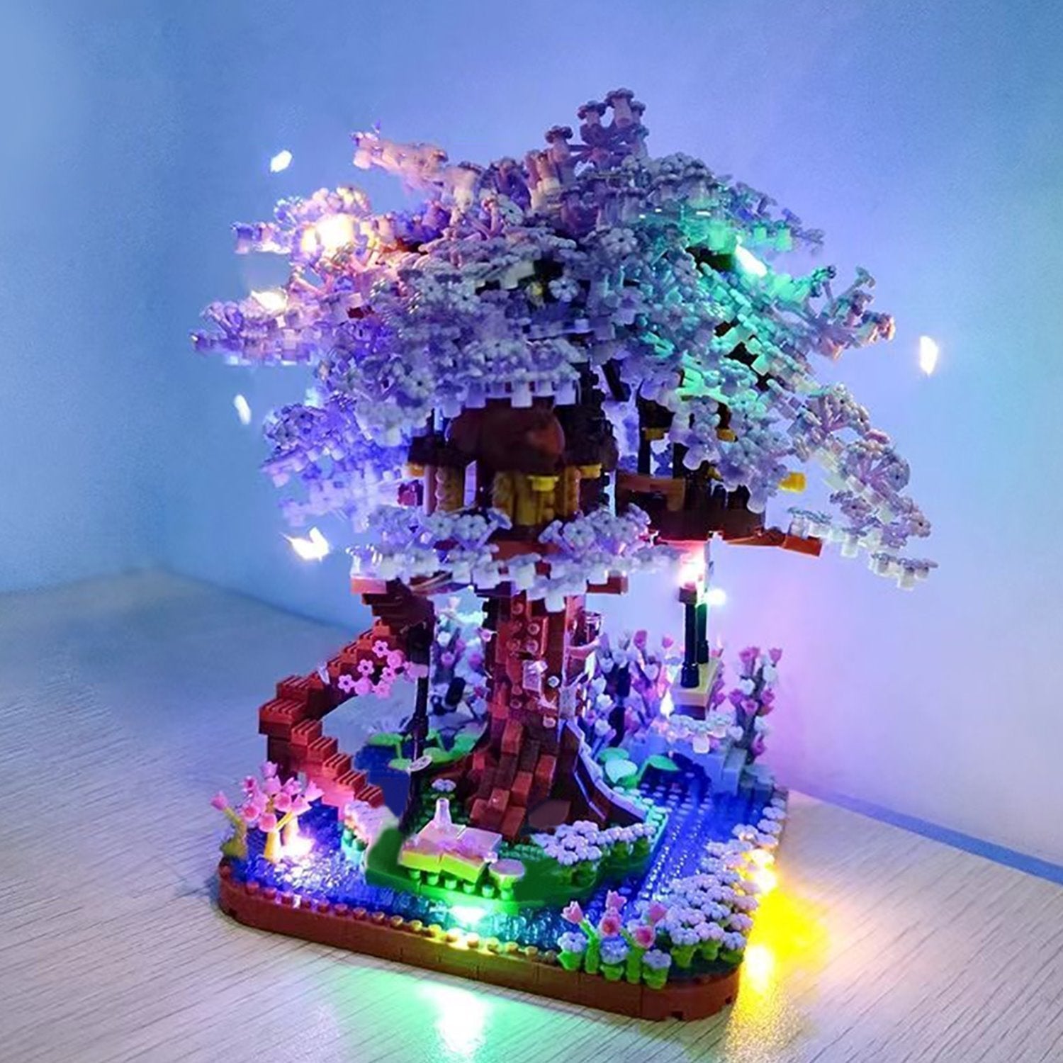 Maliben | Purple Sakura Tree House Nano Building Set