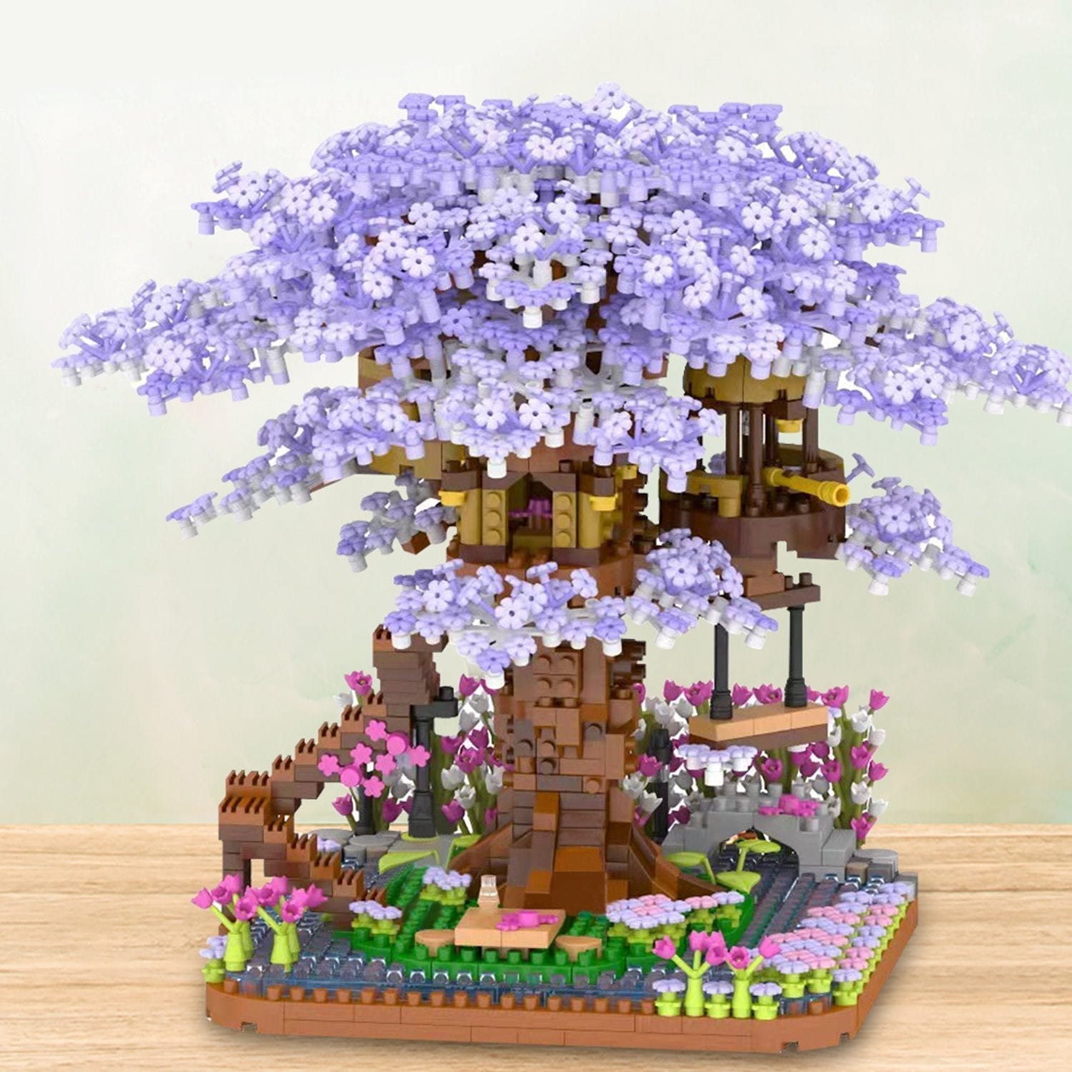 Maliben | Purple Sakura Tree House Nano Building Set