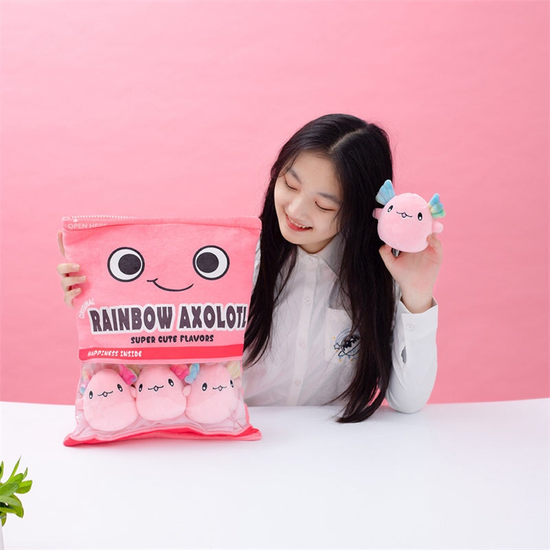 Maliben | Rainbow Pink Blue Axolotl Candy Bag Plushies