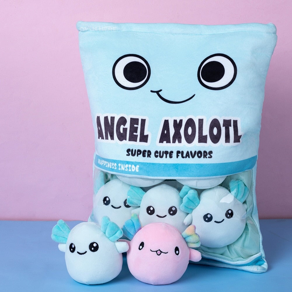 Maliben | Rainbow Pink Blue Axolotl Candy Bag Plushies