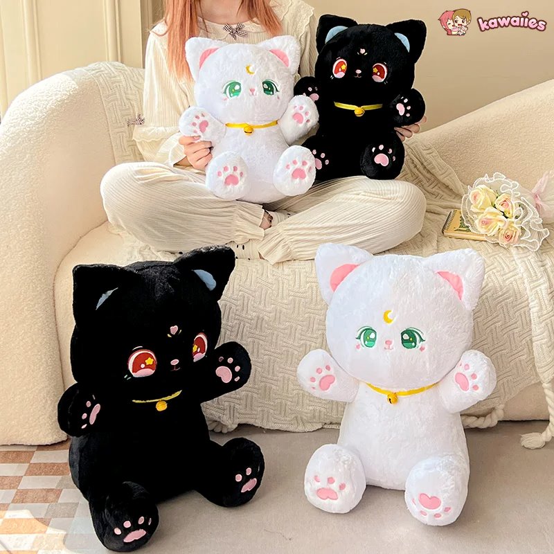 Maliben | Sailor Moon Fluffy Black White Cat Plushies