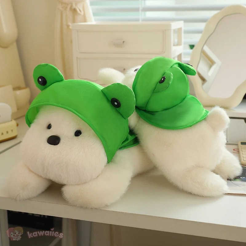 Maliben | Snowy The White Maltese Plushie With Frog Hat