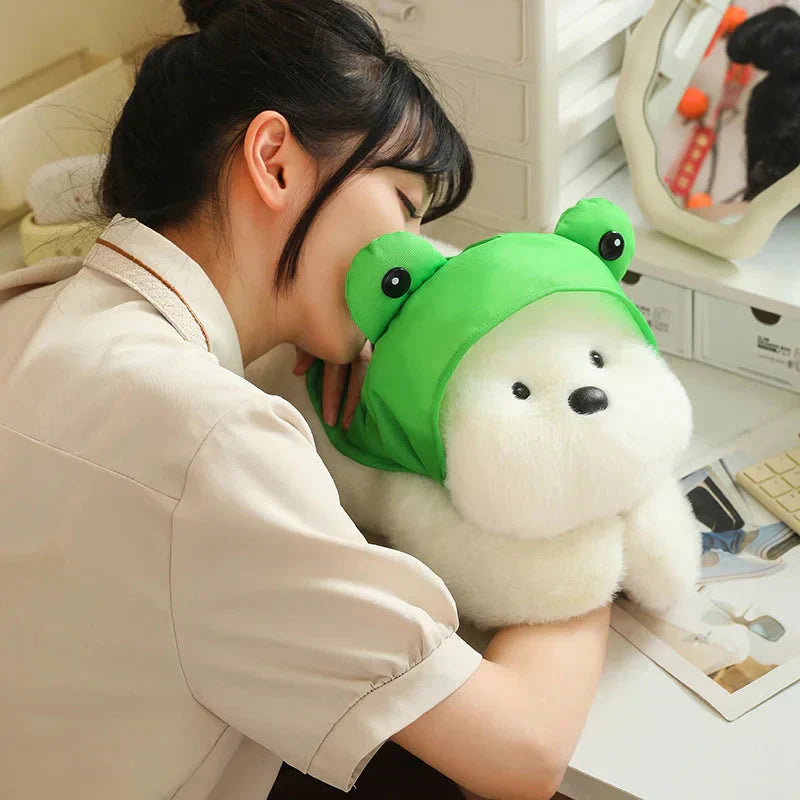 Maliben | Snowy The White Maltese Plushie With Frog Hat