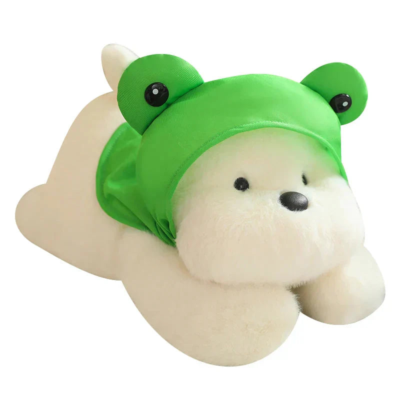 Maliben | Snowy The White Maltese Plushie With Frog Hat