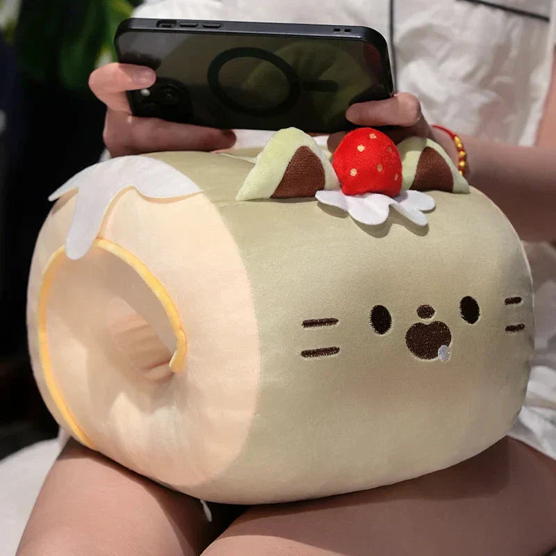 Maliben | Soft Cat Swiss Roll Cake Handwarmer Plush With Blanket