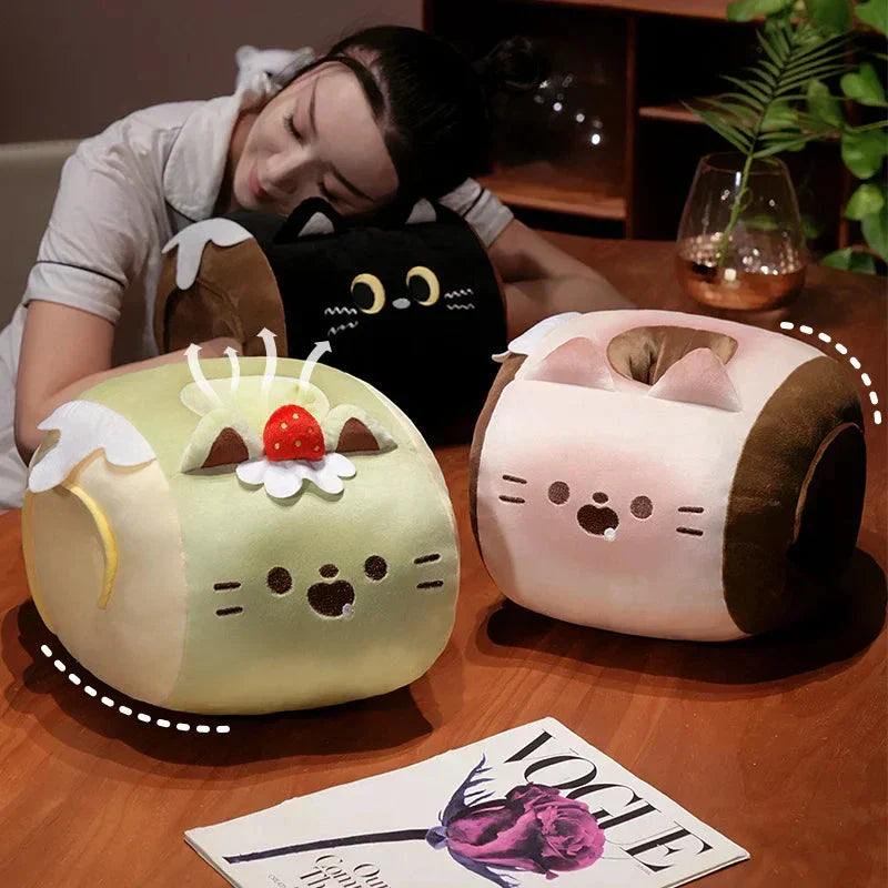 Maliben | Soft Cat Swiss Roll Cake Handwarmer Plush With Blanket