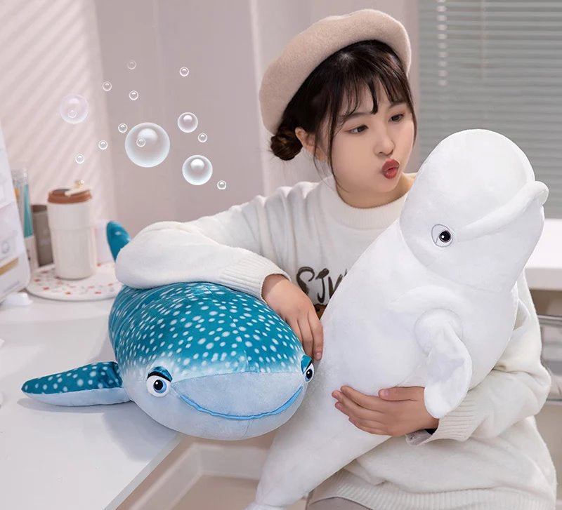 Maliben | White Beluga Blue Whale Shark 75cm Plushies