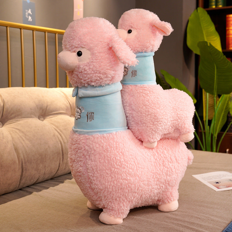Maliben | White Pink Fluffy Alpaca Plushie