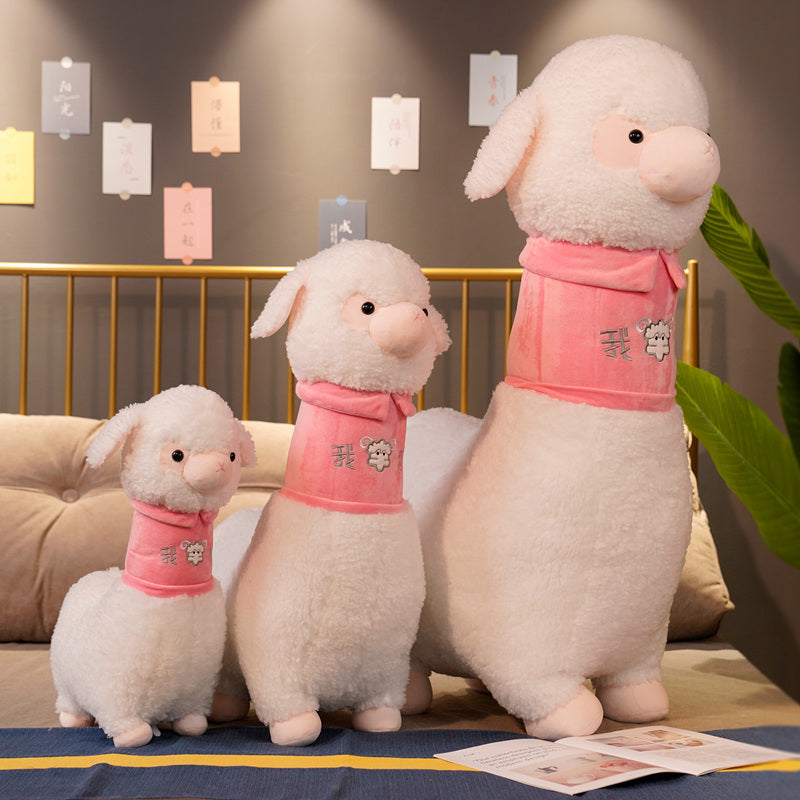 Maliben | White Pink Fluffy Alpaca Plushie