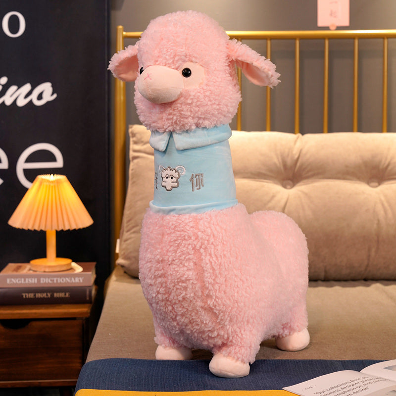 Maliben | White Pink Fluffy Alpaca Plushie
