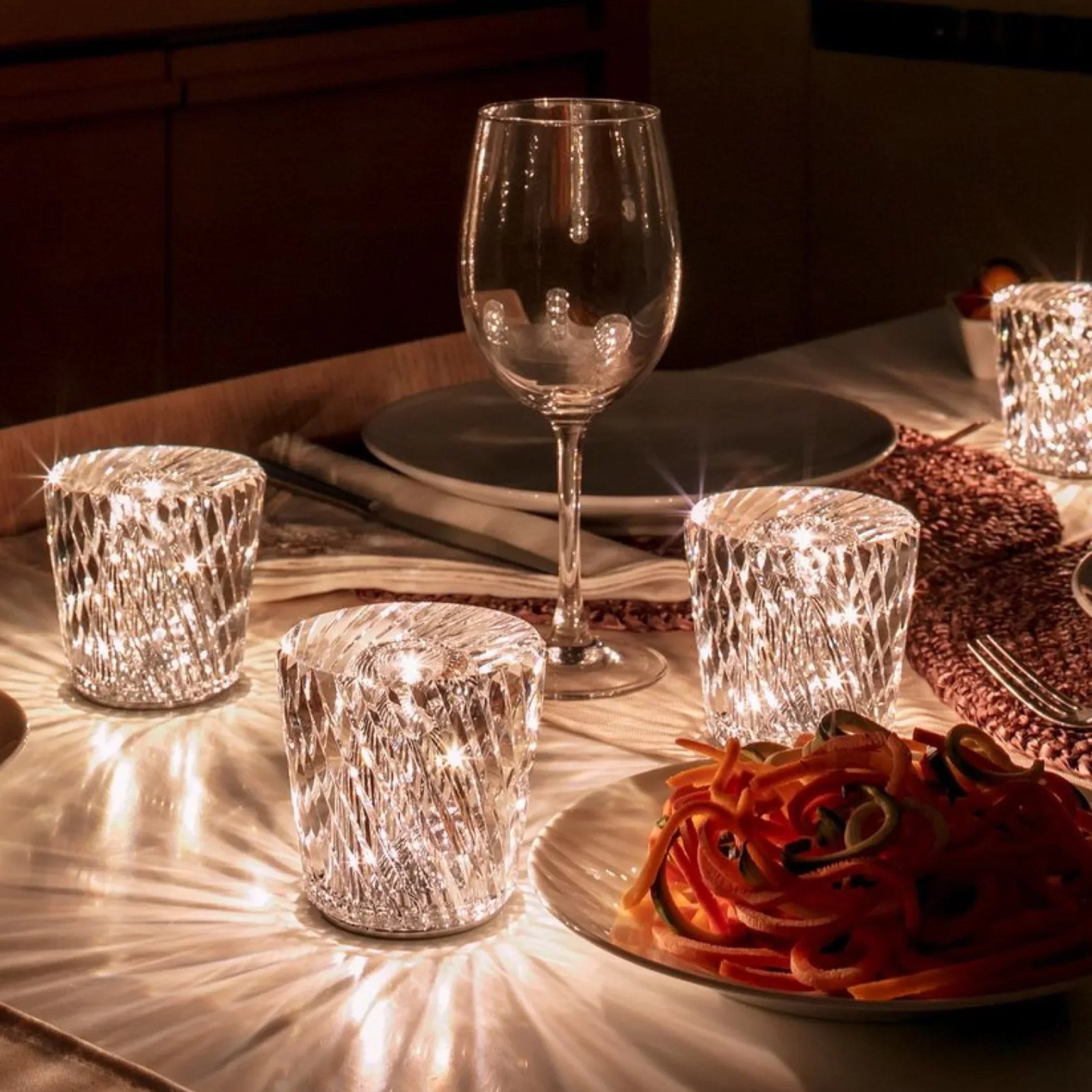 Maliben | Crystal Table Lamp Véloria | Diamond Look & 360° Light Play | Wireless & Usb Rechargeable | Up To 12 Hrs. Light Duration