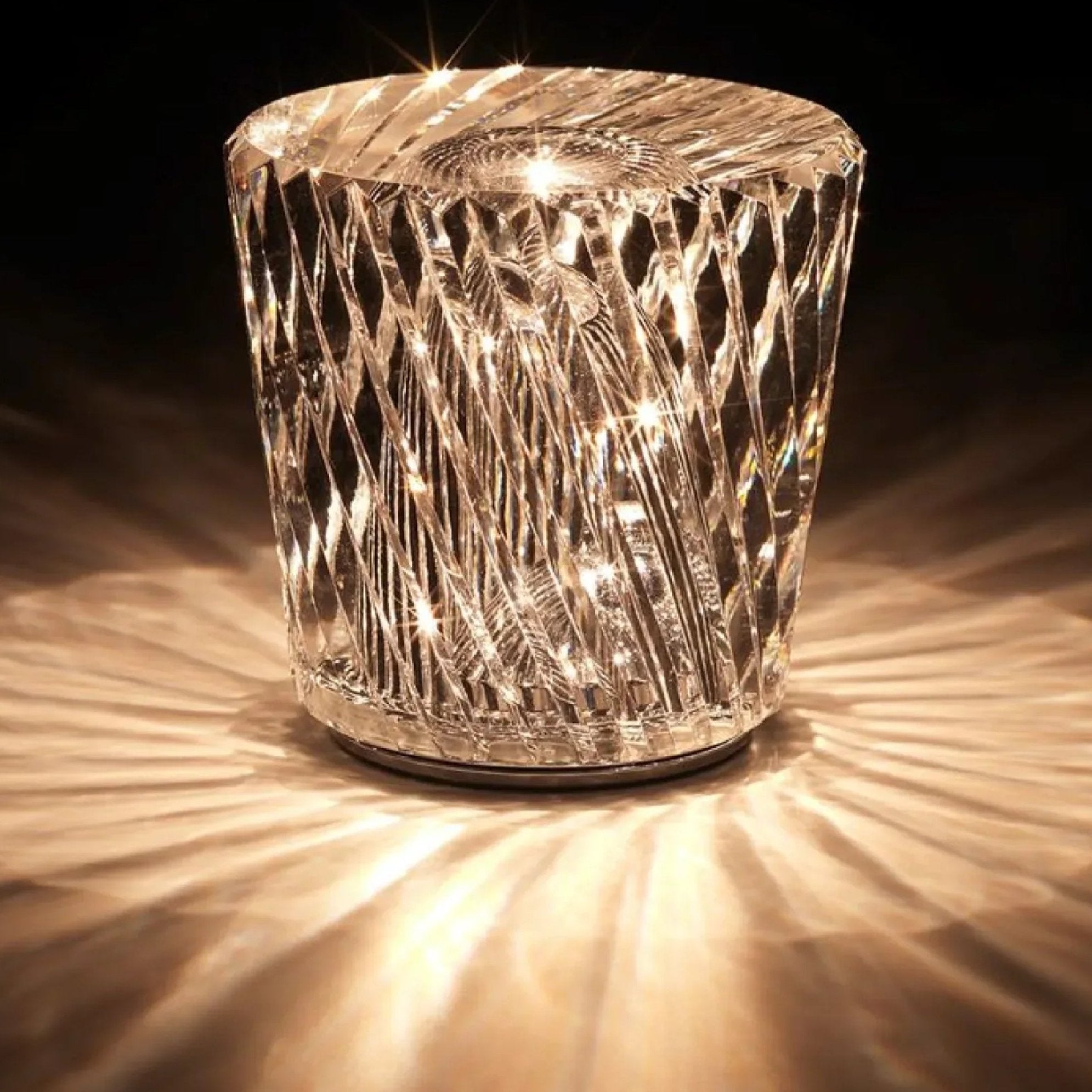 Maliben | Crystal Table Lamp Véloria | Diamond Look & 360° Light Play | Wireless & Usb Rechargeable | Up To 12 Hrs. Light Duration