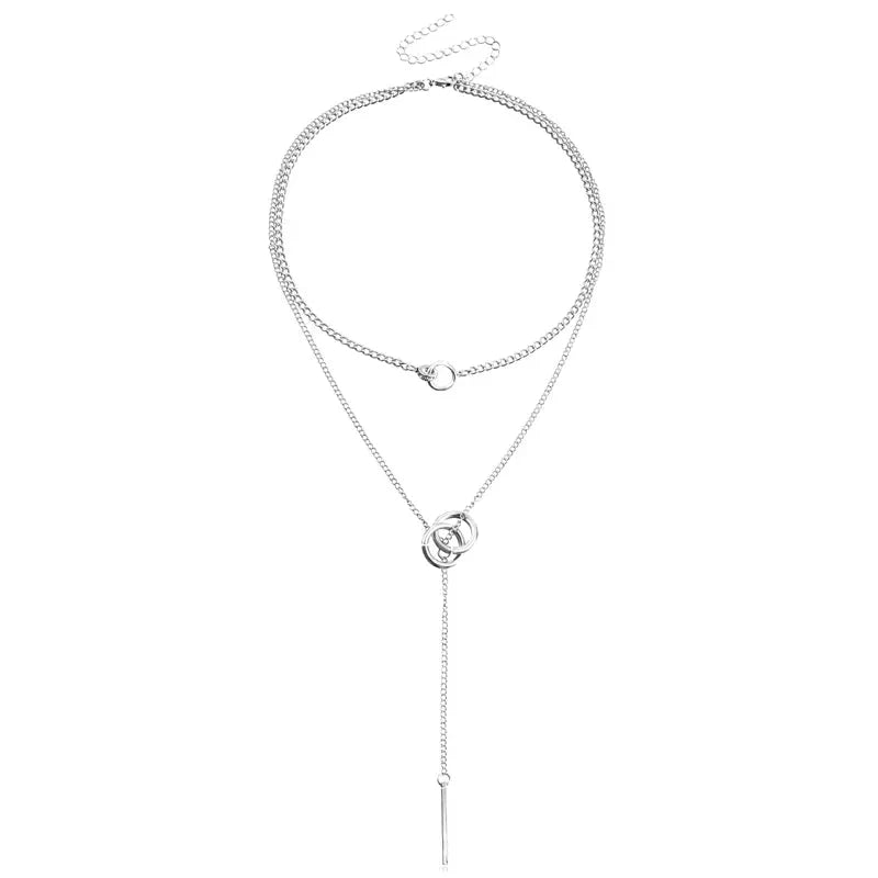 Maliben | Layered Dual Circle Chain Necklace