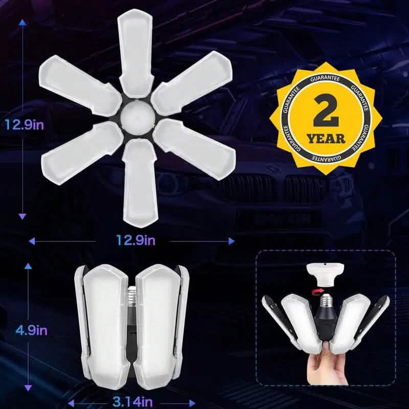 Maliben | Led Garage Ceiling Lights 150w 15000lm 6500k With 6+1 Deformable Panels