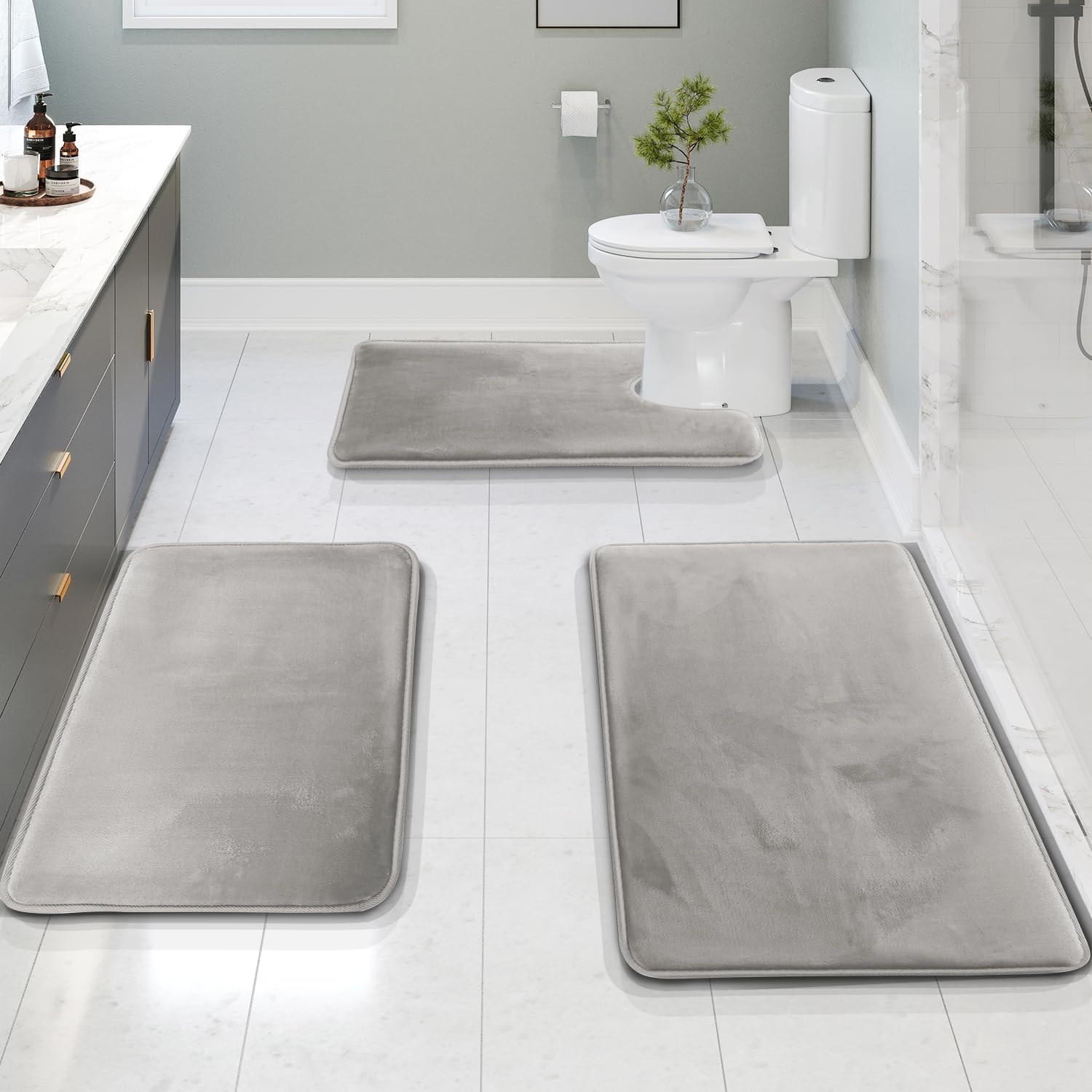 Maliben | Memory Foam Bath Mat Set | Ultra-Soft, Super Absorbent & Non-Slip For Bathroom Comfort