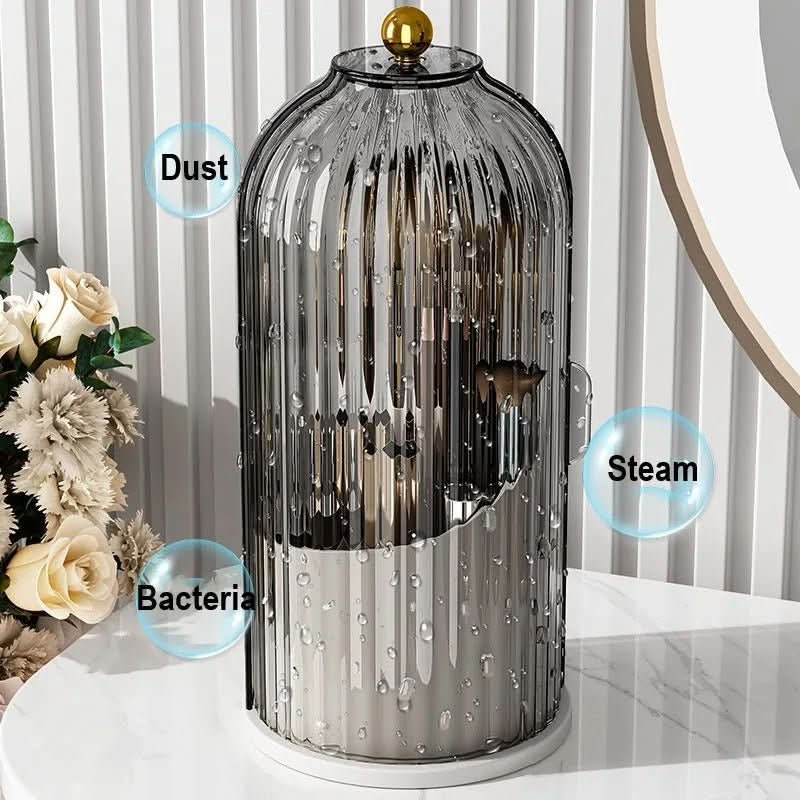 360° Rotating Makeup Brush Organizer With Lid — Maliben storage