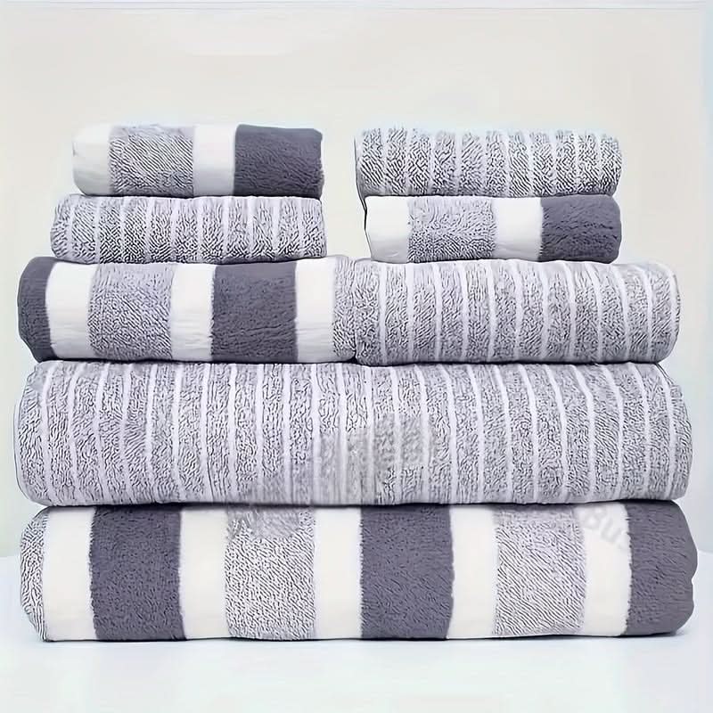 Maliben | 8-Piece Coral Fleece Towel Set – Ultra-Soft & Quick-Drying