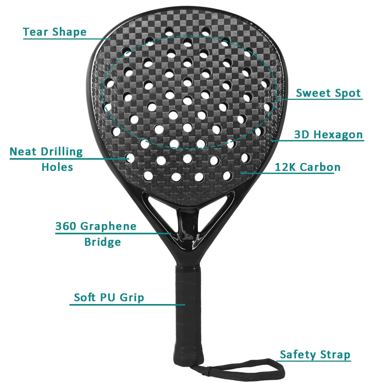 Maliben | Carbon Fiber Padel Racket With Eva Soft Core - High-PerFormance Paddle for Training &Amp; Match Play