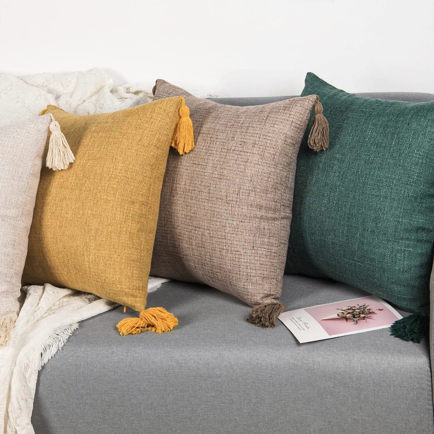 Maliben | Imperialrest Cushion Cover - Elegant Linen Cushion Cover With Playful Tassels For Any Space